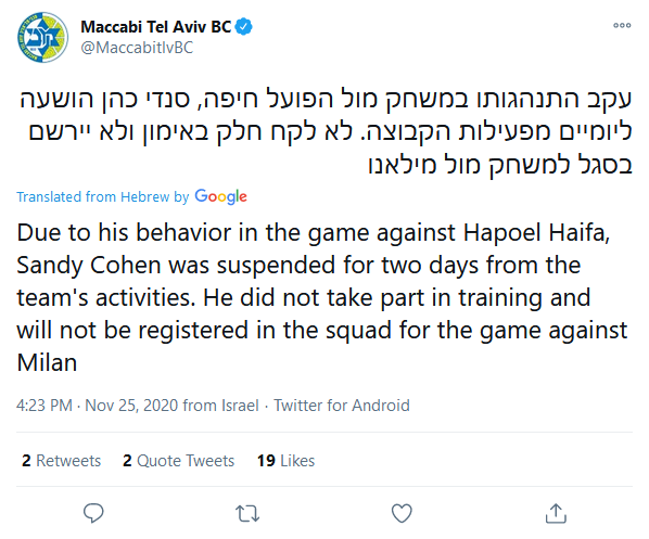 Screenshot 2020 11 25 Maccabi Tel Aviv BC on Twitter